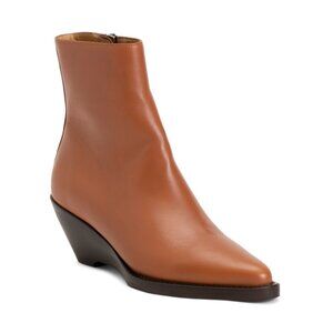 JACK ERWIN Tan Made In Portugal Leather Myra Wedge Booties